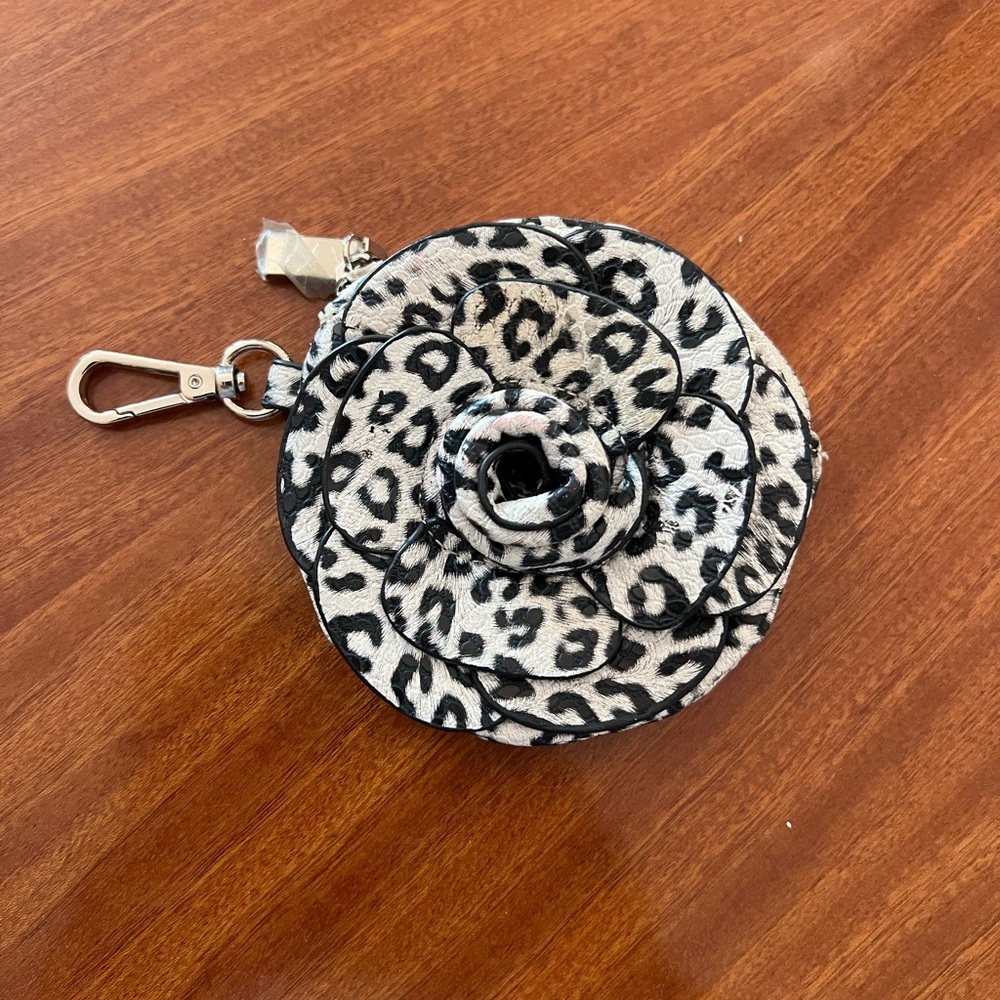 Leopard Print Flower Mini Purse with Internal Key Chain